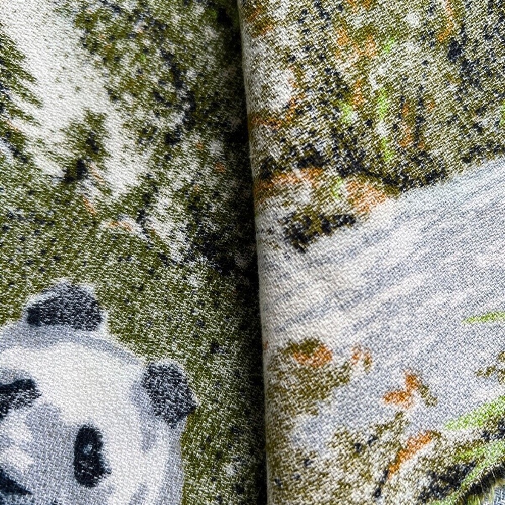 Vintage Fabric Barkcloth Panda Bear Print 1 1/2 yds x 54" Wide Westco Reltex ?? - Picture 5 of 5